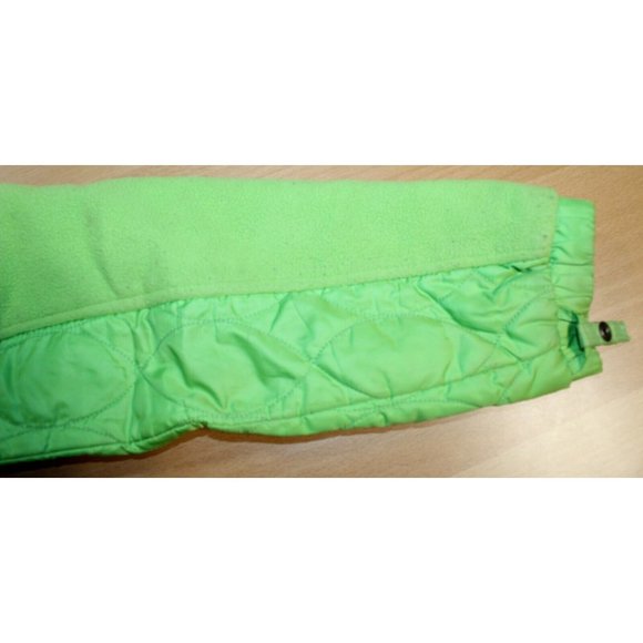 LL BEAN Jacket Unisex Kids sz Large 14-16 Lime Green Quilted Fleece Pockets - Picture 4 of 12